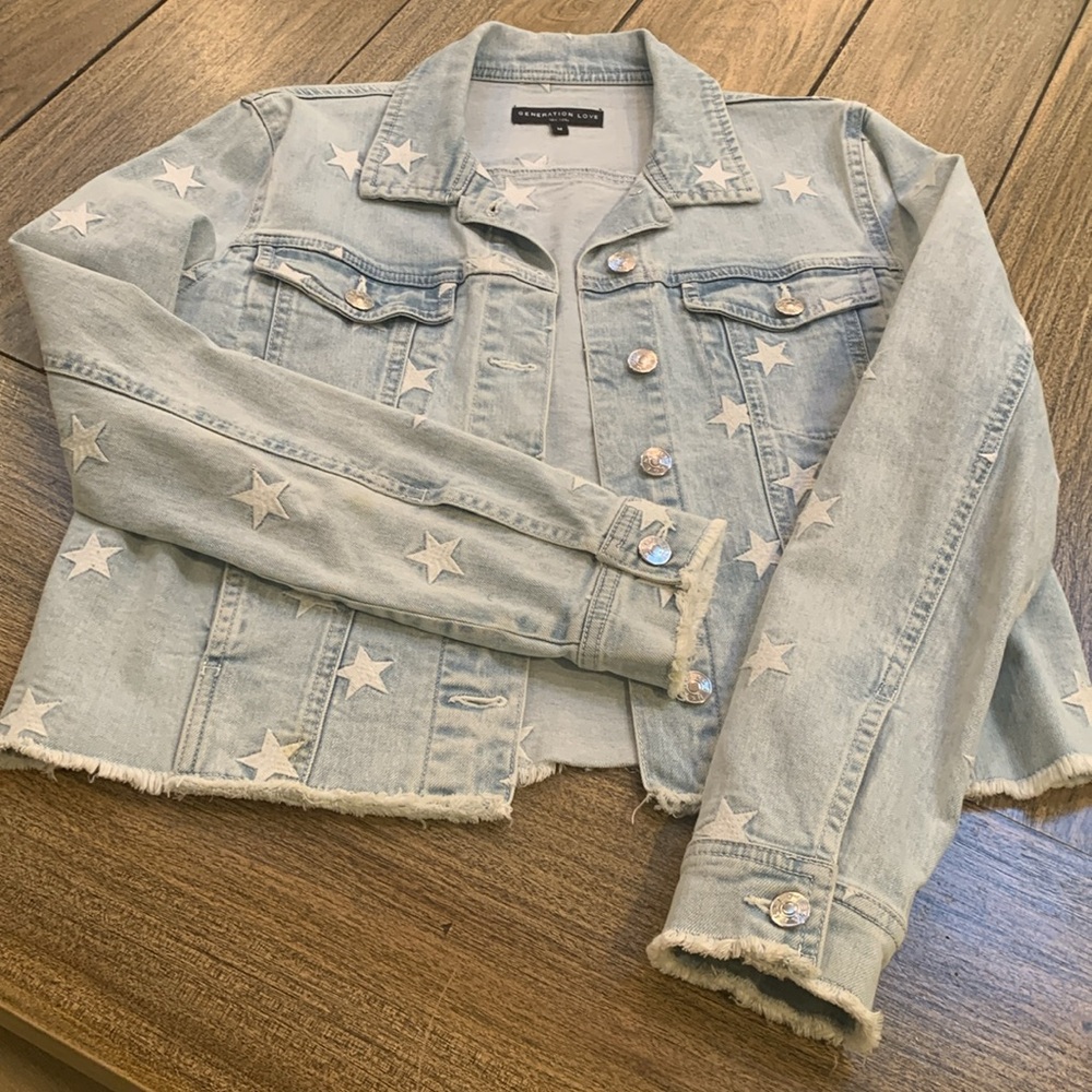 Generation Live Light Denim Jacket With White Sta… - image 4